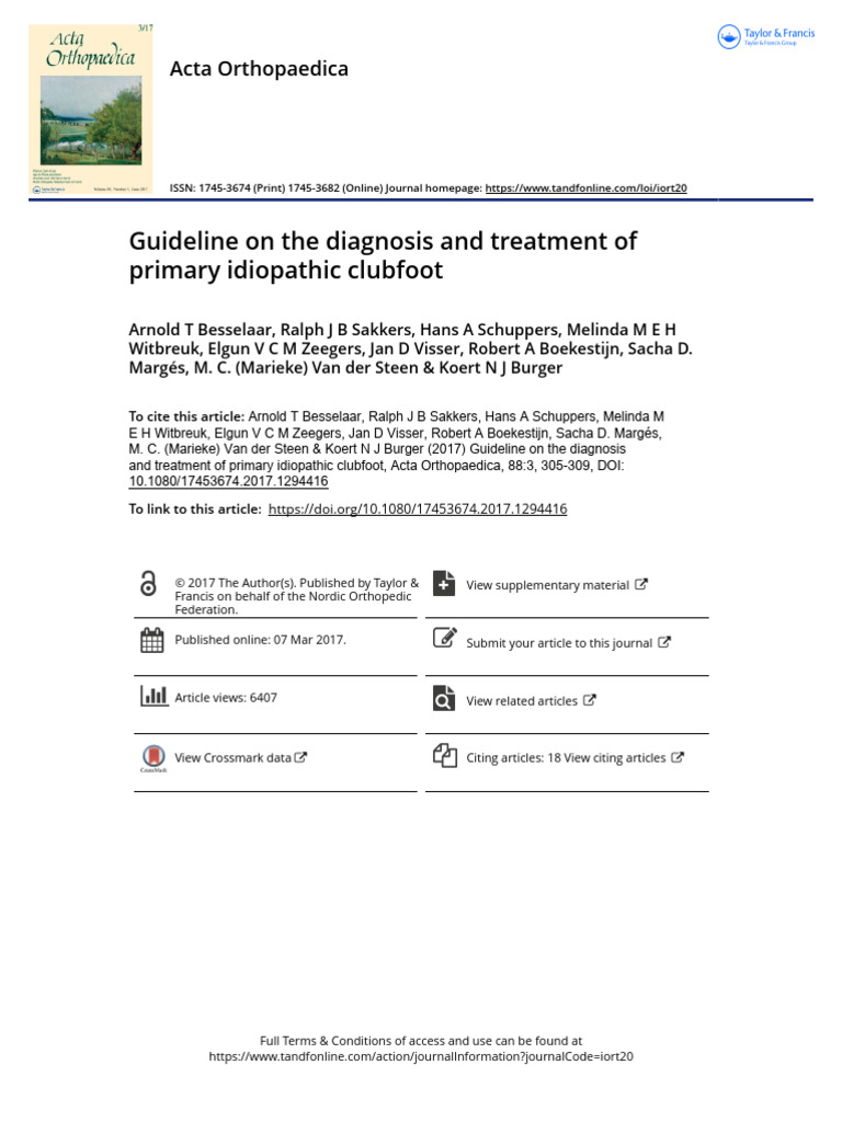 GUIDELINES For Talipes. Netherlands - Besselaar Et Al. 2017 | PDF ...