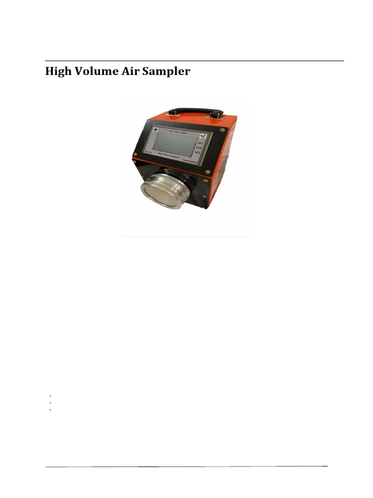 High Volume Air Sampler Advanced | PDF | Pressure | Radiation Protection