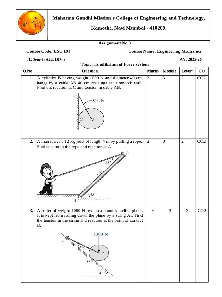 EM Assignment No.3 AY 2025-26 | PDF