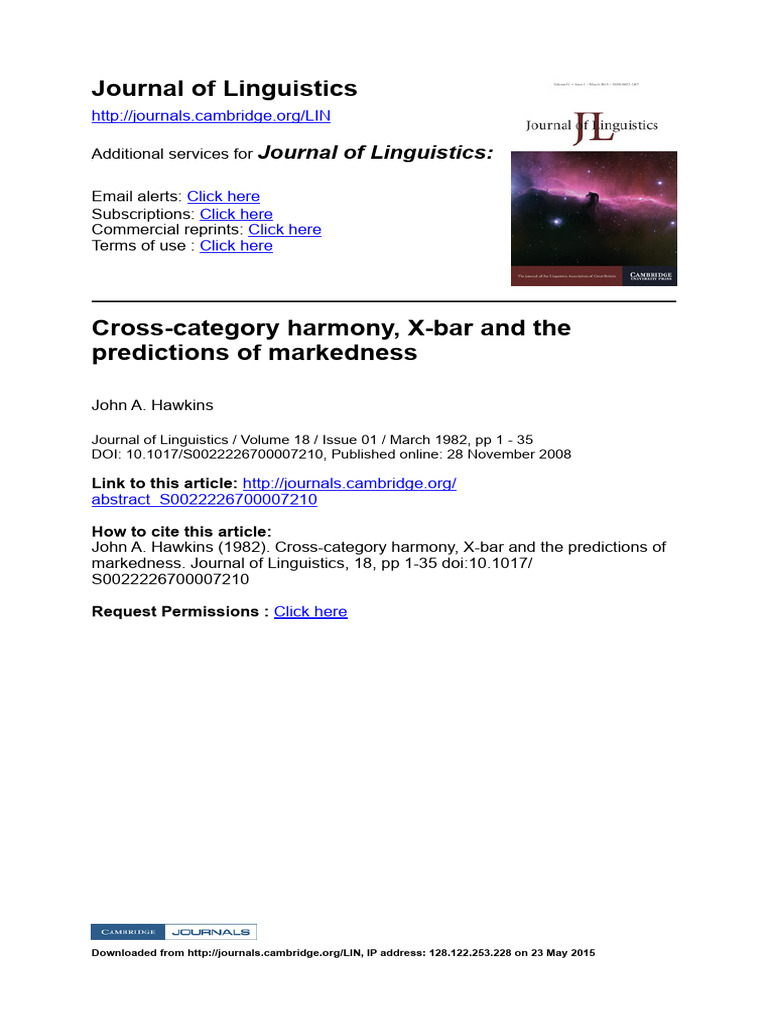 Hawkins 1982 | PDF | Phrase | Semantics