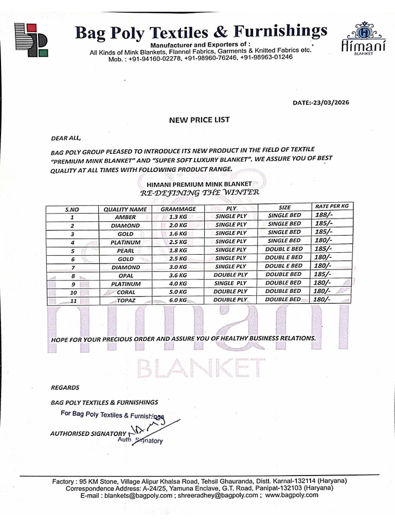 New Rate List-1 | PDF