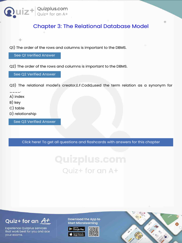 The Order of The Rows and Columns Is Important To The Dbms | PDF