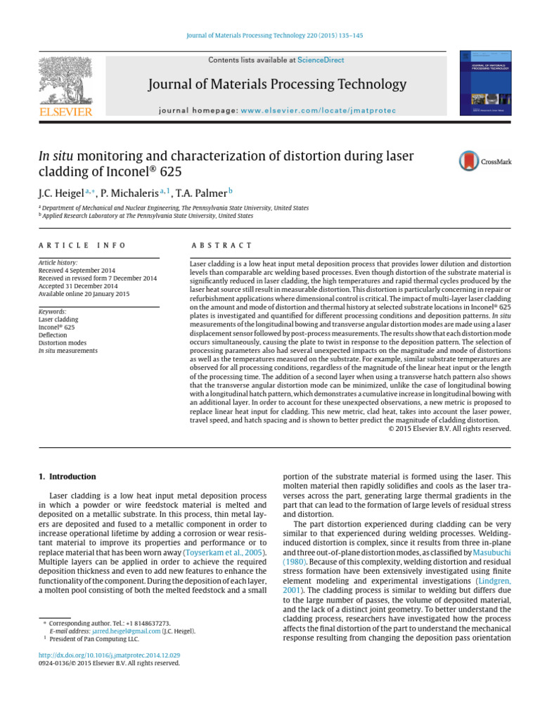 In Situ Monitoring and Characterization of Distortion During Laser ...