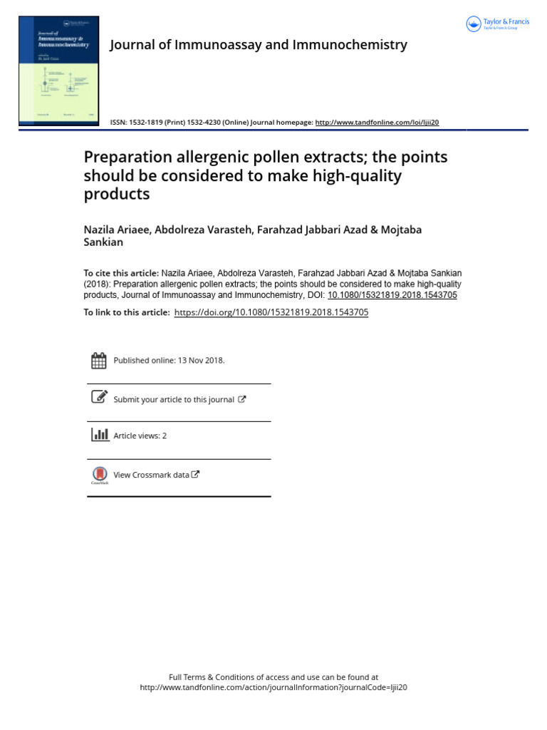 Preparation Allergenic Pollen Extracts The Points | PDF | Allergy ...