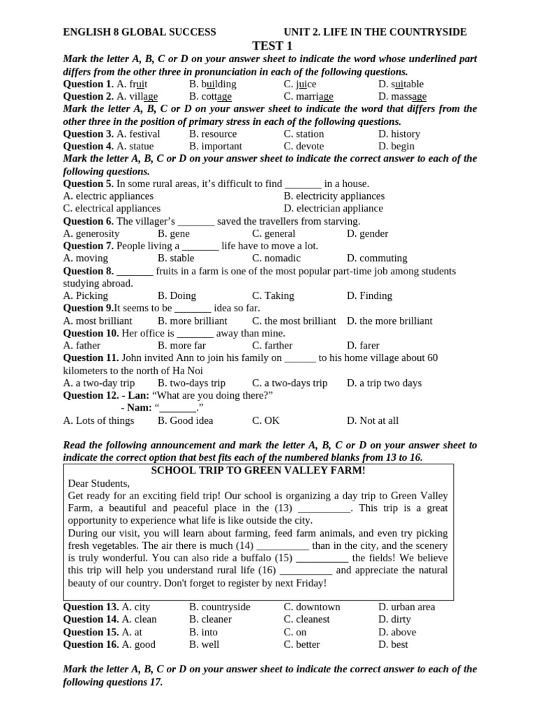 U2 Test 1 | PDF