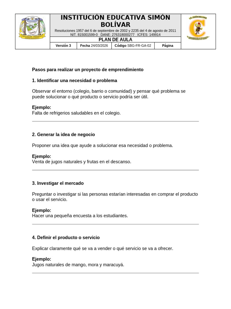 Pasos para Realizar Un Proyecto de Emprendimiento | PDF | Iniciativa ...
