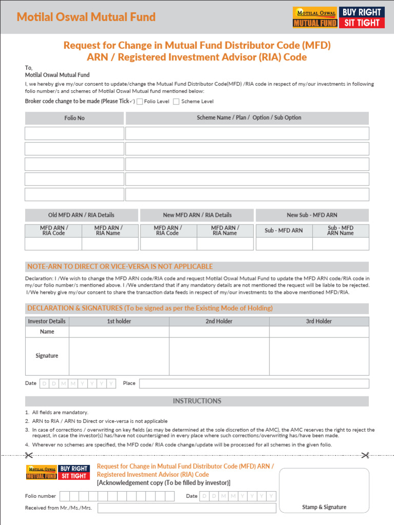 Motilal Change of Broker and Ria Code | PDF | Investing | Financial ...