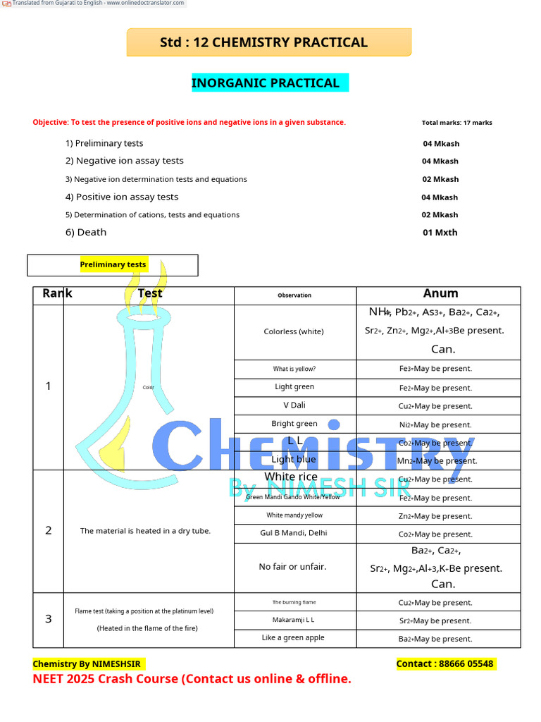 Chemistry Practical Skim BOOK - 2025.gu - en | PDF | Aldehyde ...
