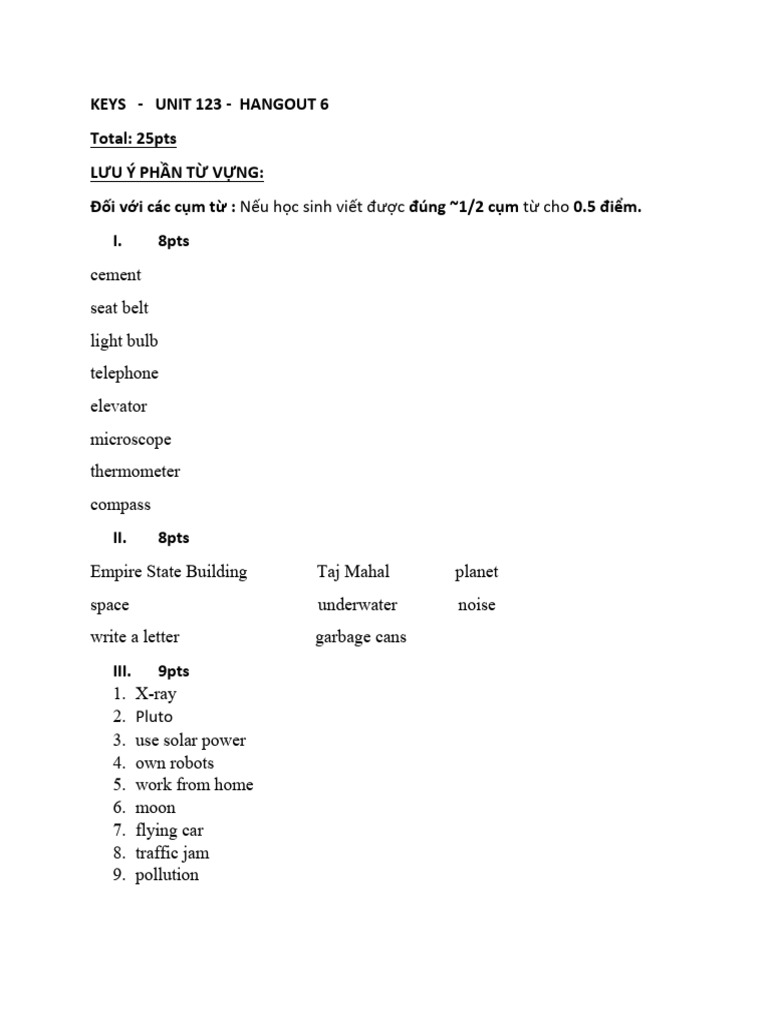 Unit 123 Key | PDF
