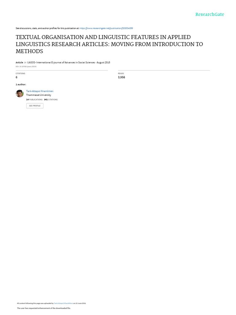 Khamkhien, A. (2015) - Textual Organisation and Linguistic Features in ...