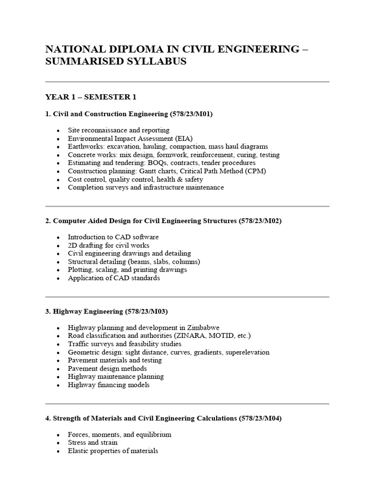 National Diploma in Civil Engineering | PDF | Beam (Structure) | Bending