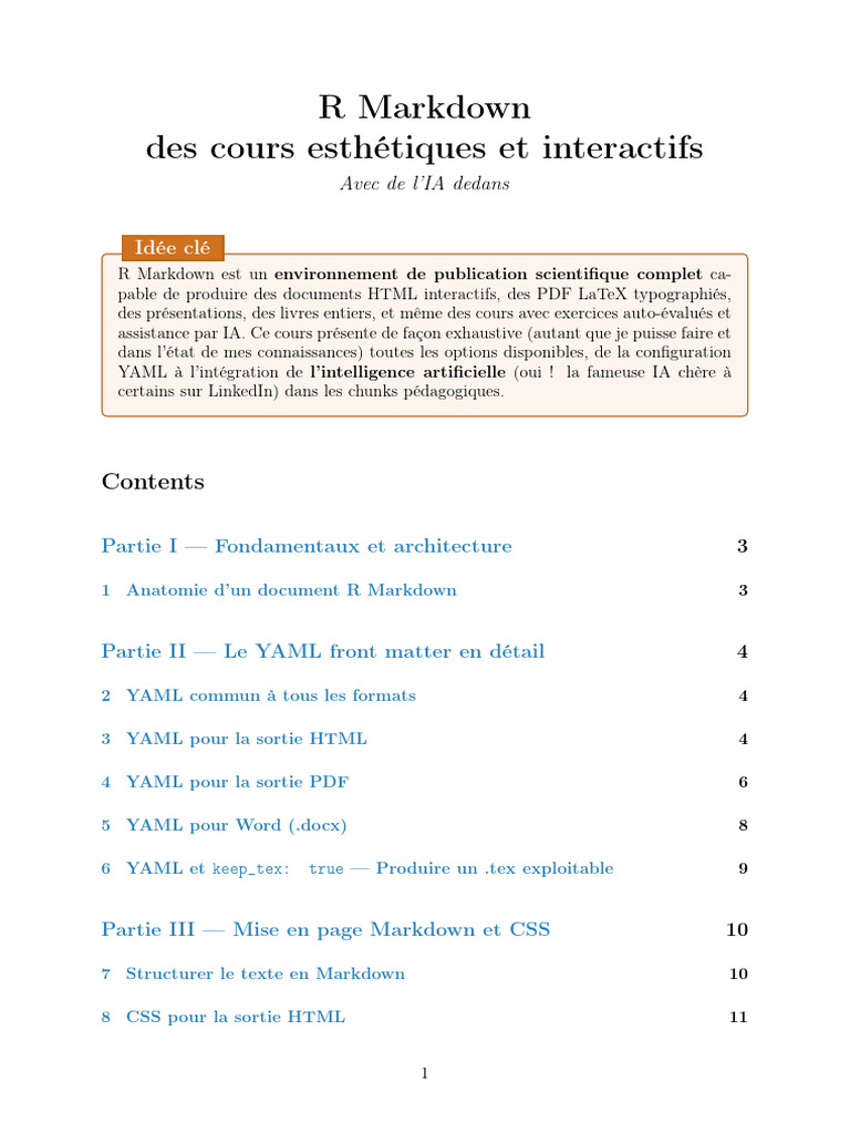 R Markdown Des Cours Esthétiques Et Interactifs: Idée Clé | PDF ...