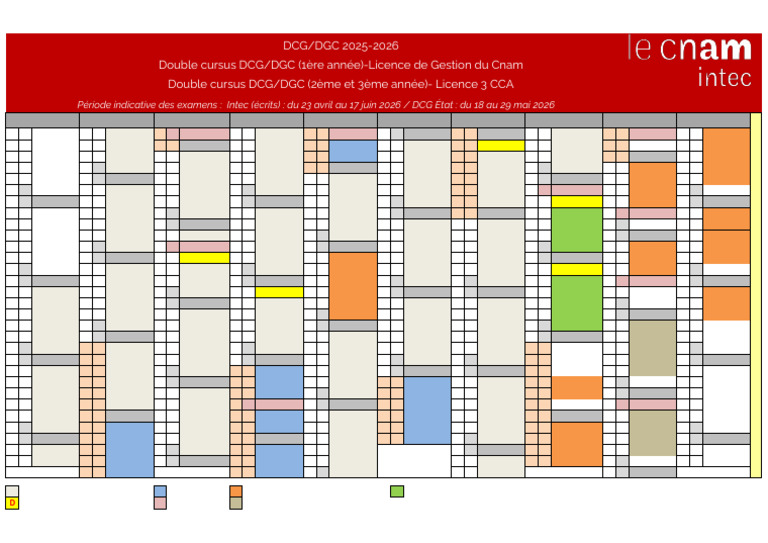 Calendrier 2025-2026 DCG DGC-Double Cursus DCG DGC 2e Me Et 3e Me Anne ...
