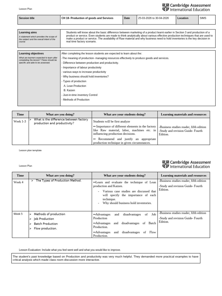 1.Bst LP 10-Ig March-April 26 | PDF | Lesson Plan | Inventory