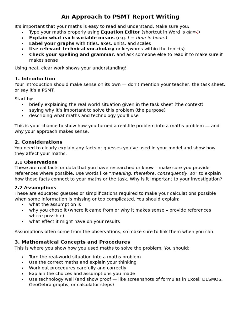 An Approach To PSMT Report Writing | PDF