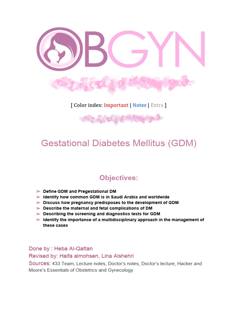 4-Gestational Diabetes Mellitus (GDM) . | PDF | Gestational Diabetes ...