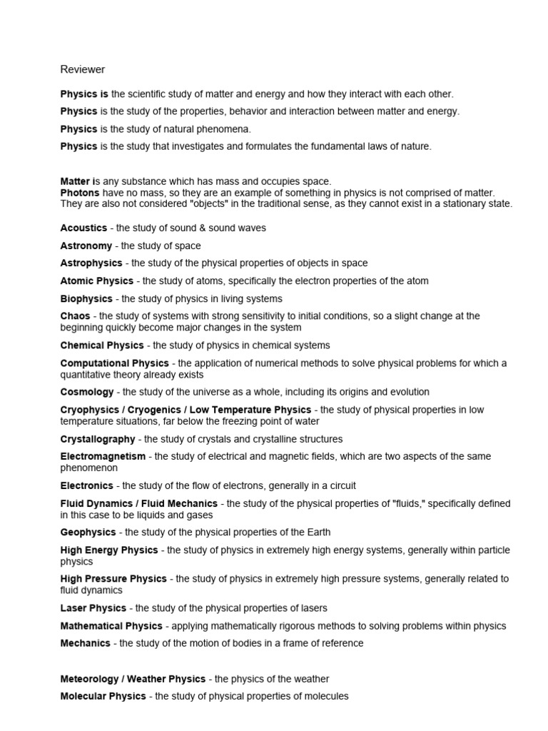 Physics Reviewer Midterms | PDF | Physics | Friction
