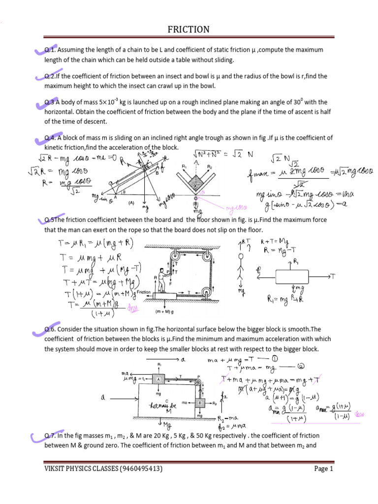 Friction Practice Sheet New | PDF | Friction | Force
