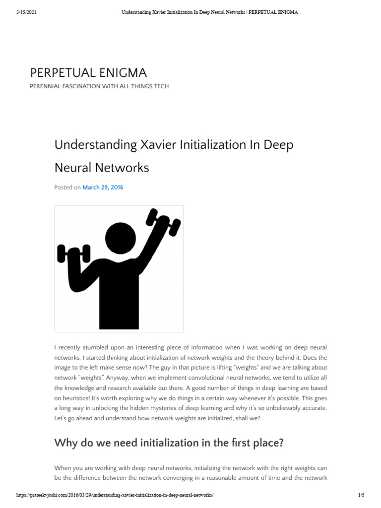 Understanding Xavier Initialization in Deep Neural Networks - PERPETUAL ...