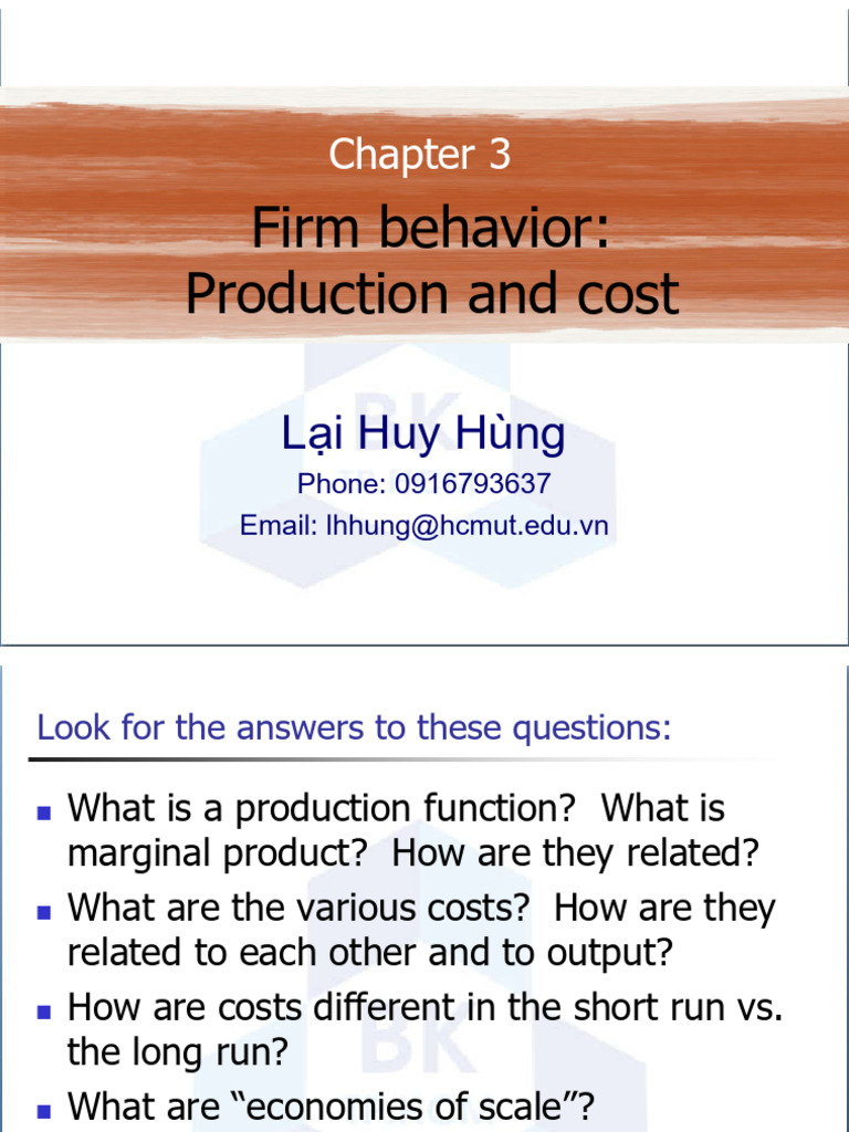 (ST) Economics - 03 - Firm Behavior | PDF | Average Cost | Marginal Cost