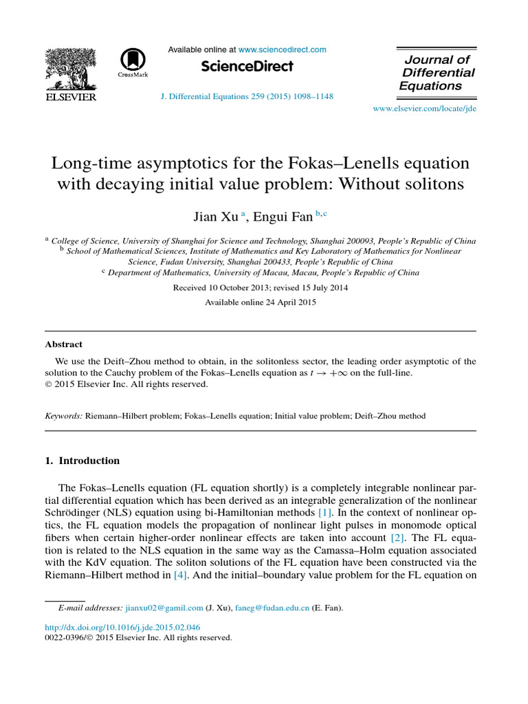 2-Long-Time Asymptotics For The Fokas-Lenells Equation (2015) | PDF ...