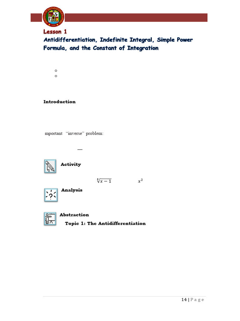 Math 121 Course Pack Mod 1 2 .1 | PDF | Integral | Function (Mathematics)
