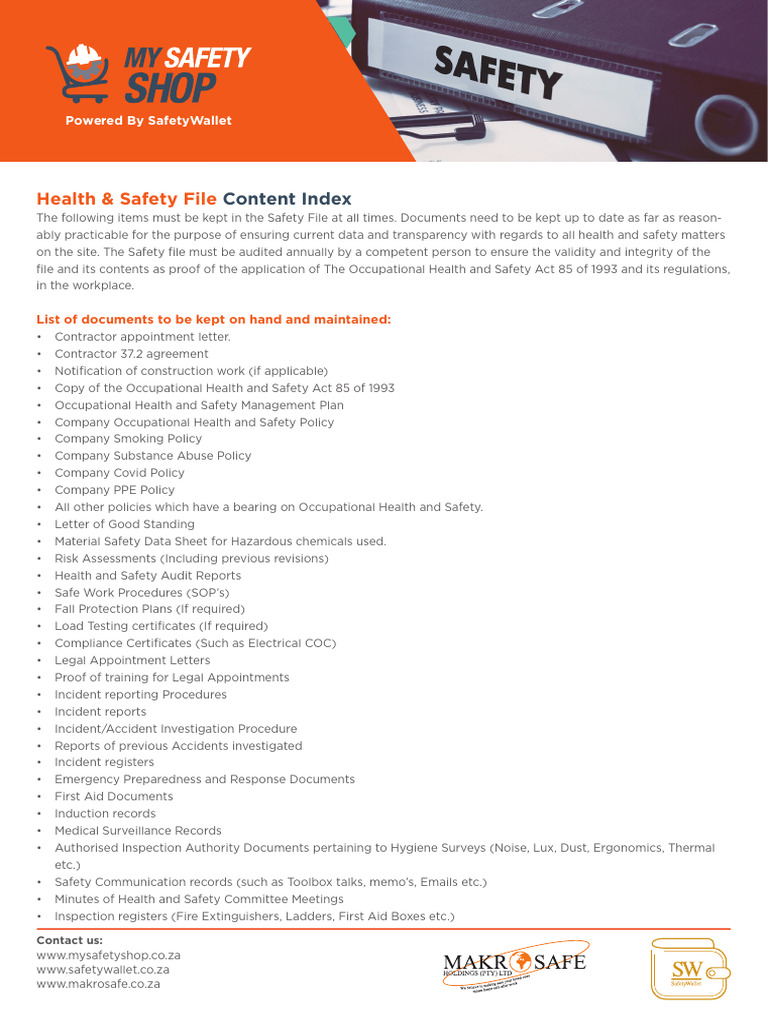 Health and Safety Index | PDF