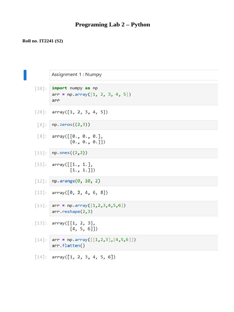 Python Lab 2 Output | PDF