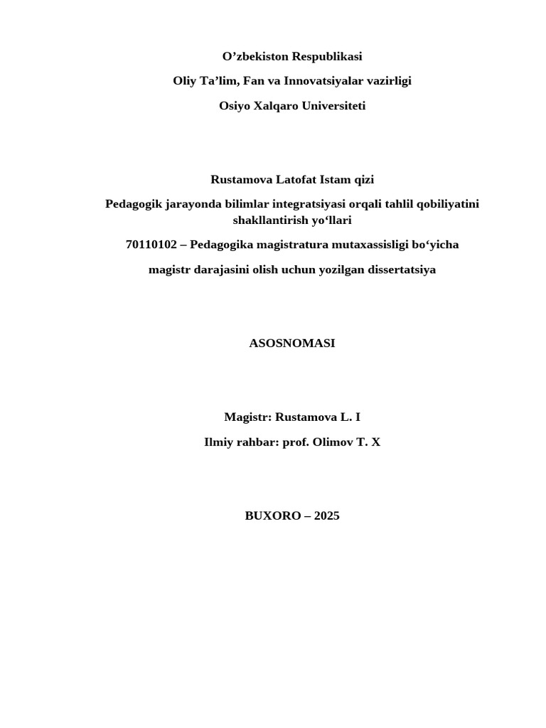 Rustamova Latofat | PDF
