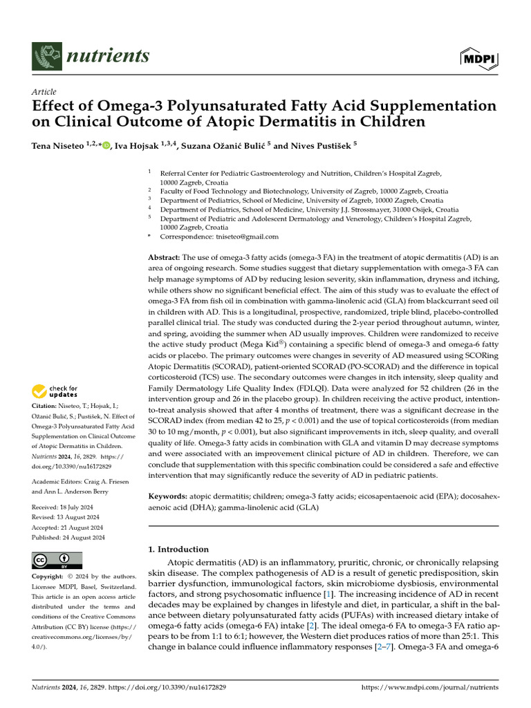 Effect of Omega 3 Polyunsaturated Fatty Acid Supplementation | PDF