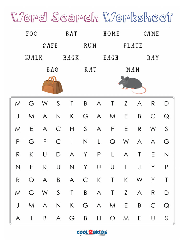 1st Grade Word Search Printable | PDF