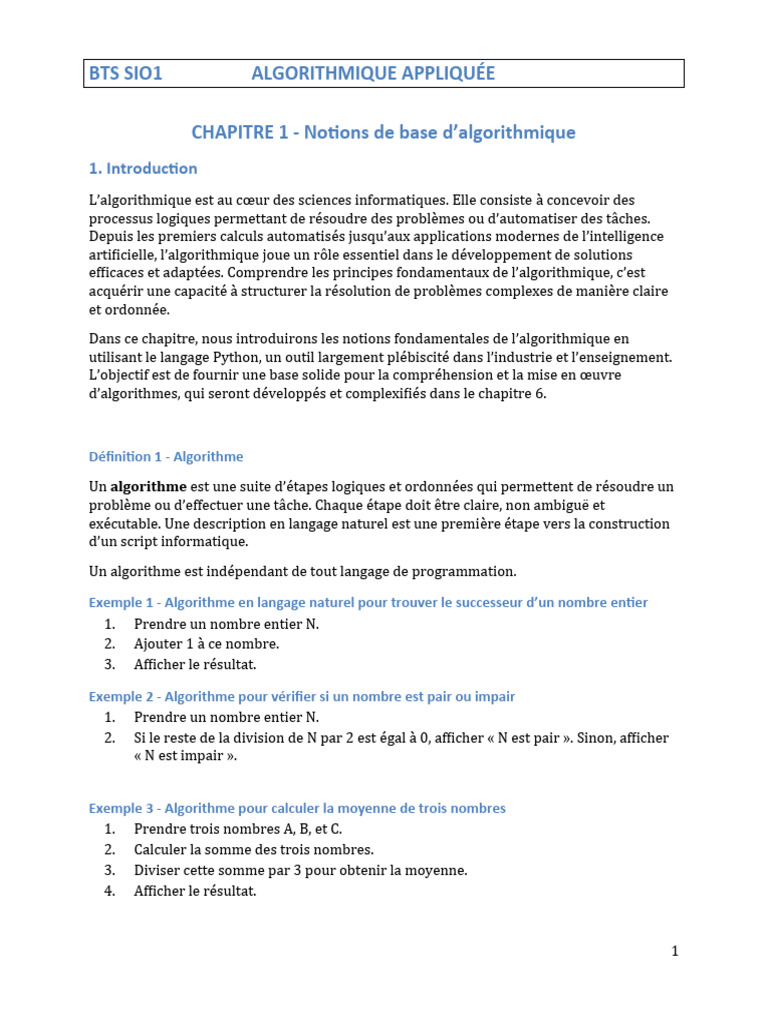 1 Chap 1 - Notions de Base Elève | PDF | Python (Langage de ...