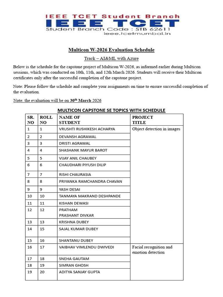 Multicon Capstone SE Schedule | PDF