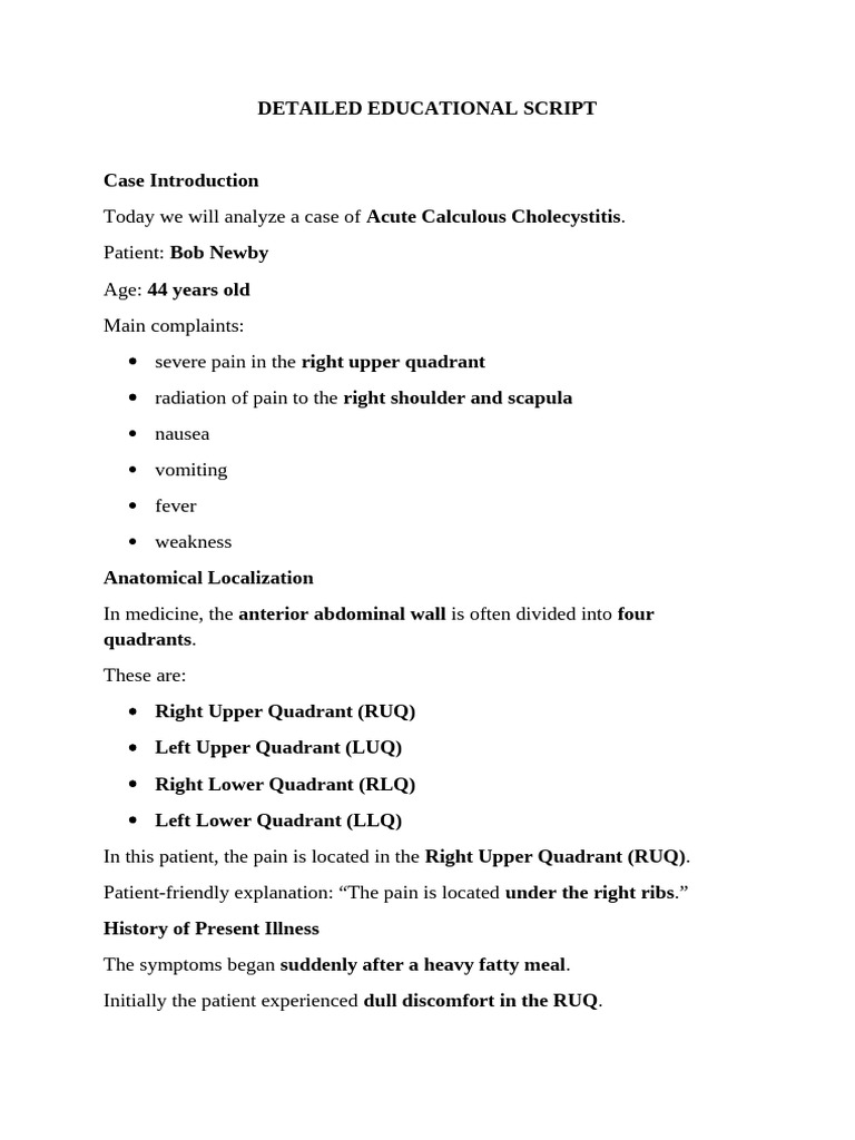 Detailed Educational Script | PDF | Diseases And Disorders | Digestive ...