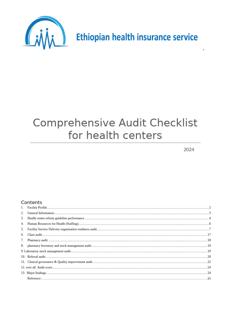 EHIS QW Health Center Clinical Audit Checklist - 1 | PDF | Midwife ...