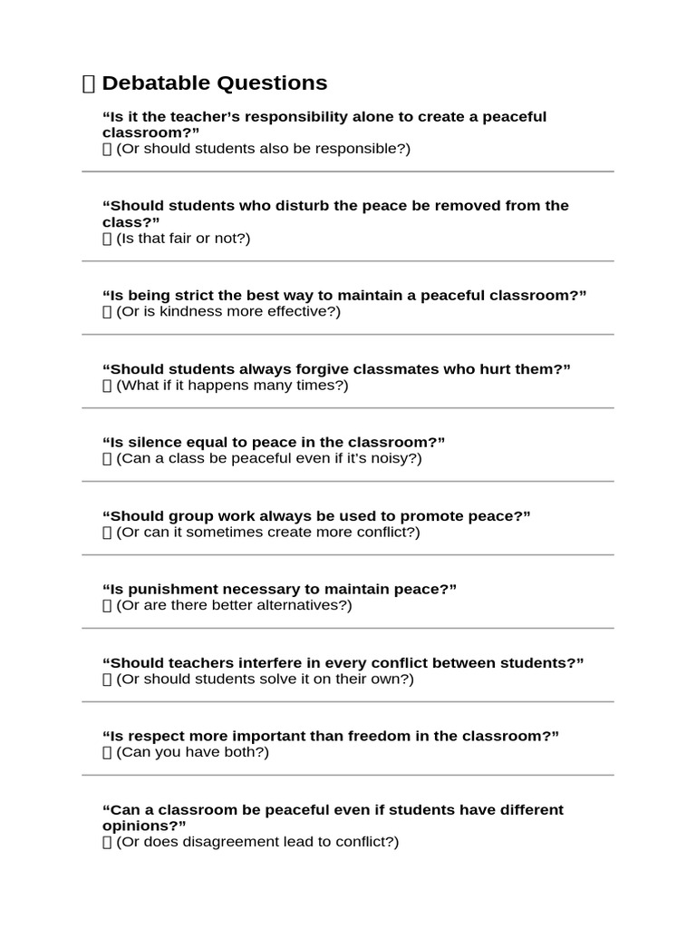 ? Debatable Questions | PDF