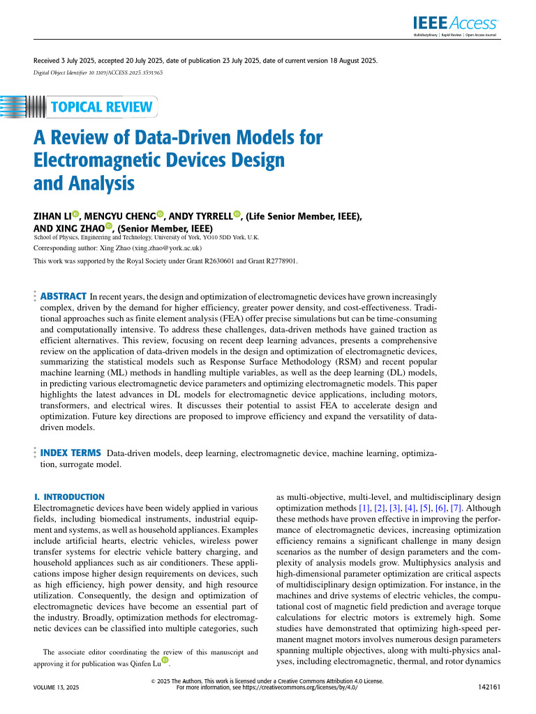 A Review of Data-Driven Models For Electromagnetic Devices Design and ...