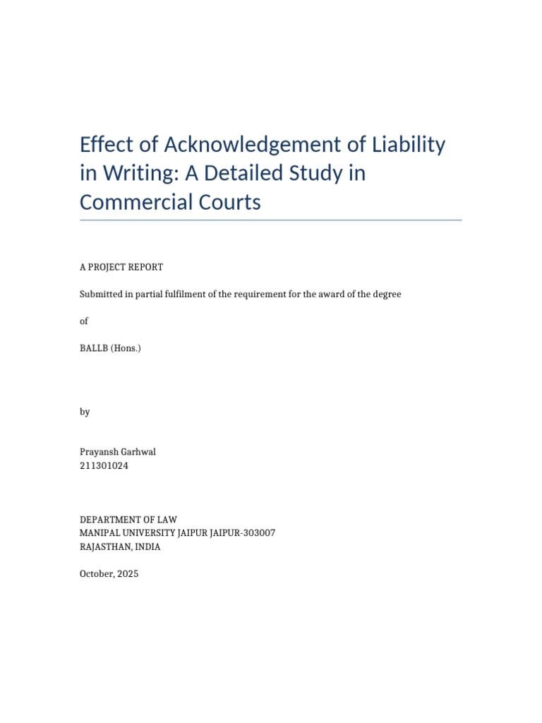 Acknowledgement of Liability Project | PDF | Justice | Crime & Violence