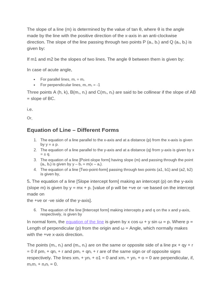 The Slope of A Line | PDF | Line (Geometry) | Triangle