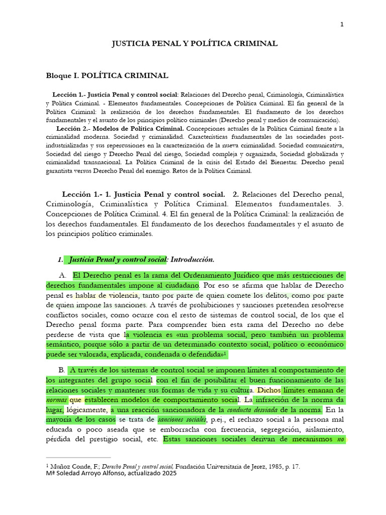 BLOQUE I JUSTICIA PENAL Y POLÍTICA CRIMINAL Lección 1 | PDF | Castigos ...