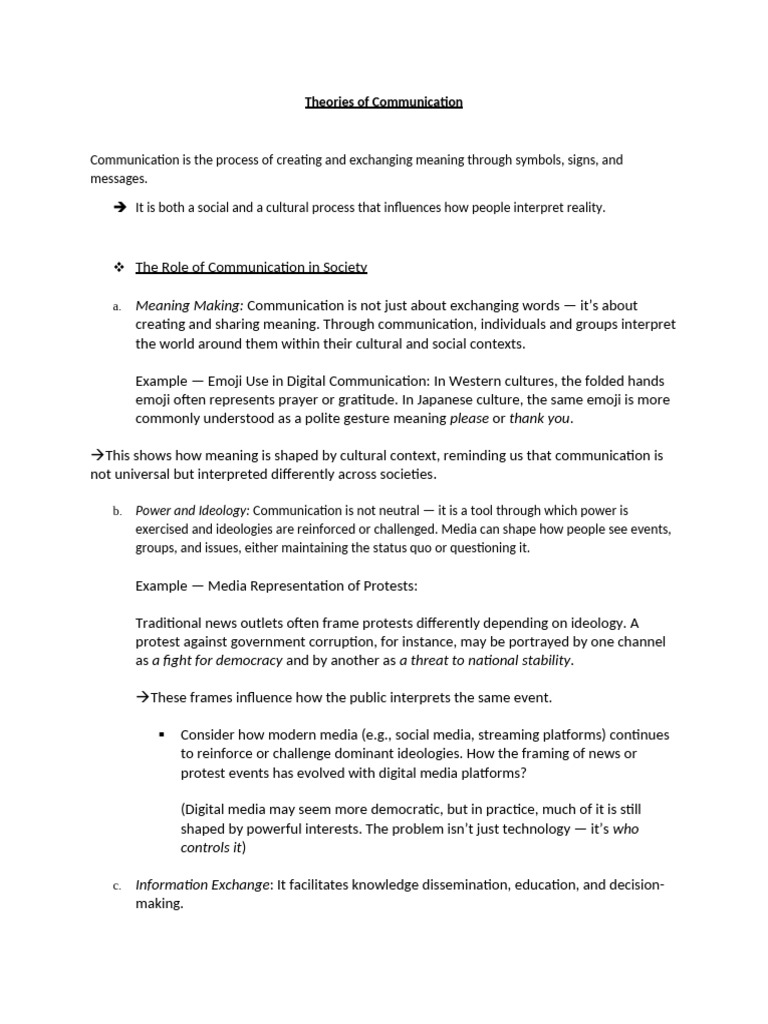 Theories of Communication | PDF | Communication | Human Communication