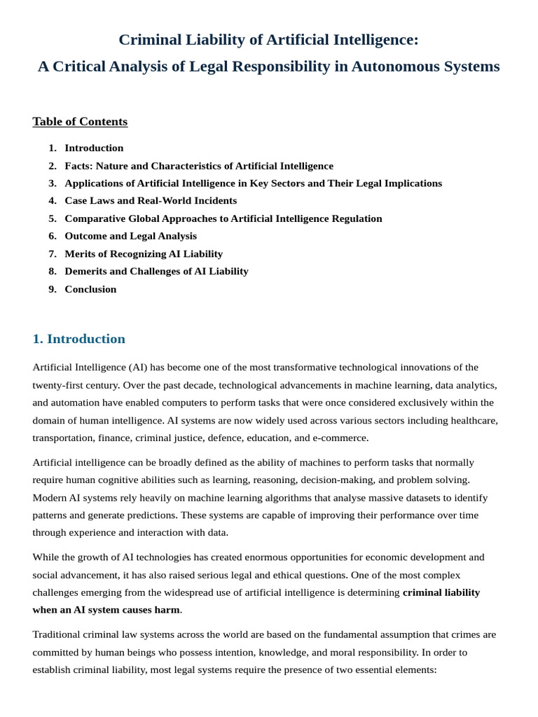 Criminal Liability of Artificial Intelligence | PDF | Artificial ...
