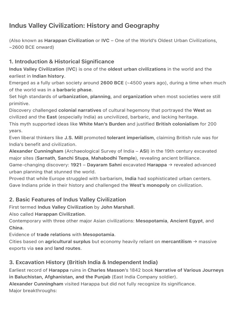 Indus Valley Civilization - History and Geography | PDF | Vedas