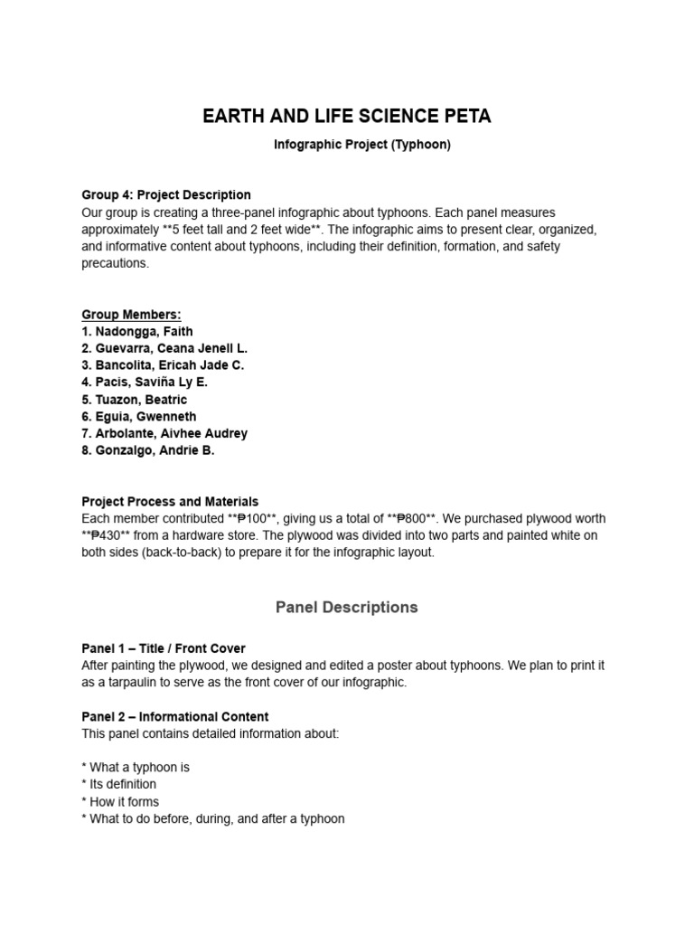 Earth and Life Science PETA - Typhoon Infographic Project Proposal and ...