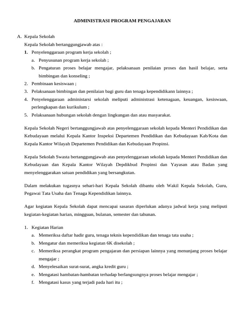 Administrasi Program Pengajaran | PDF
