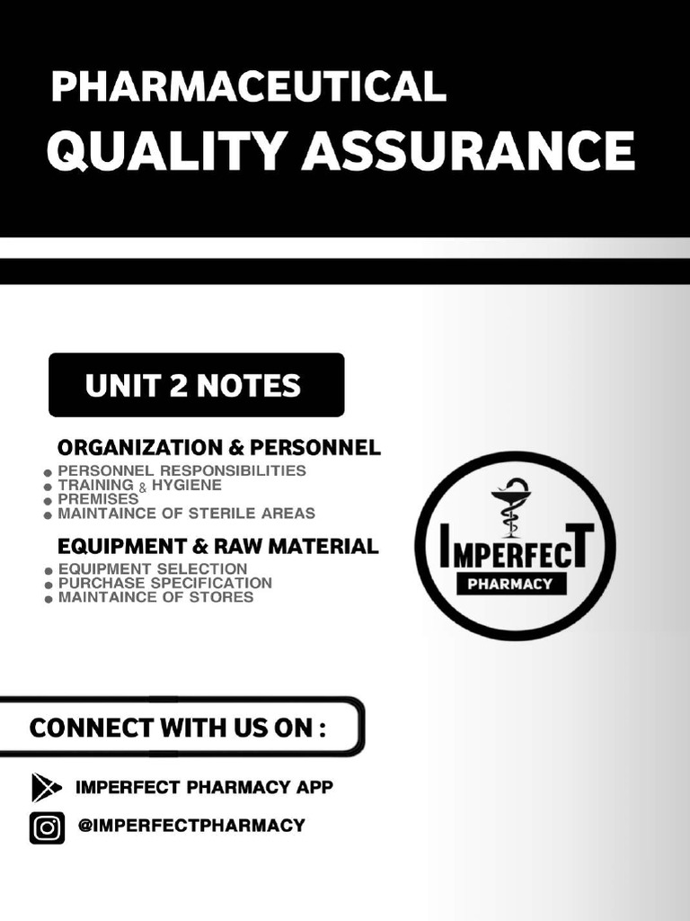 UNIT 2 Pharmaceutical Quality Assurance IMPERFECT PHARMACY | PDF