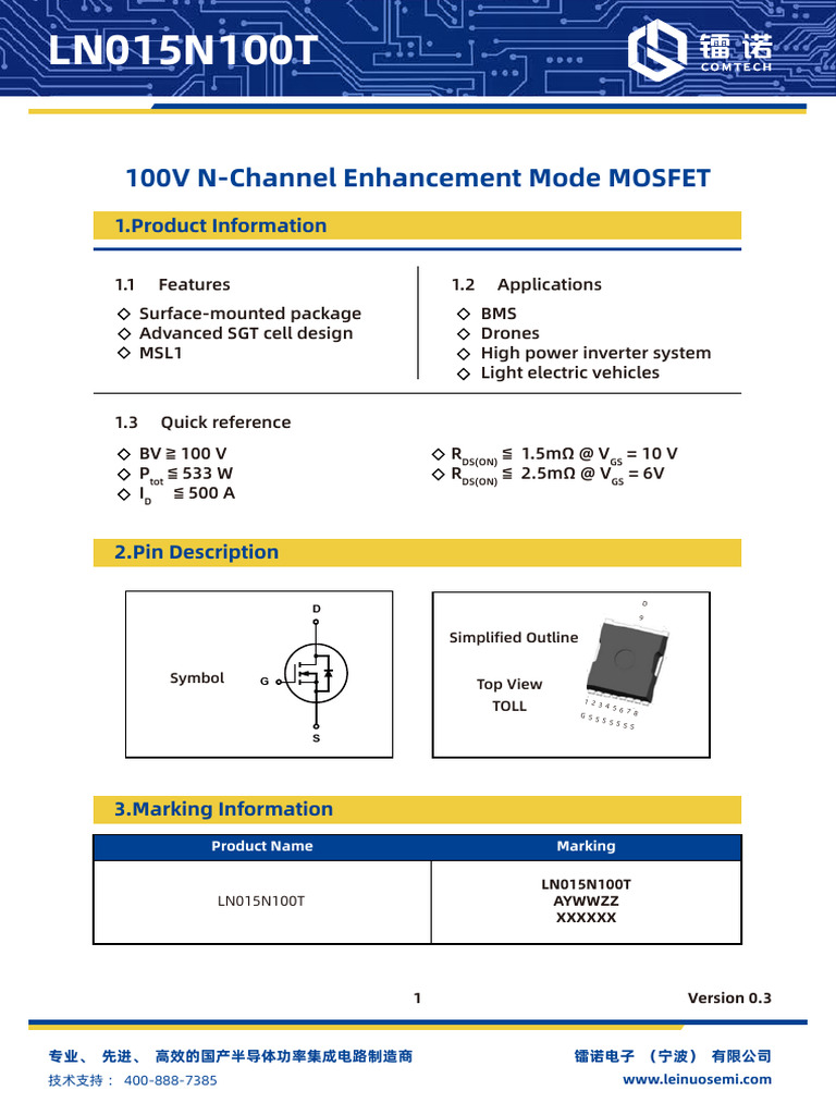 Comtech Ln015n100t | PDF | Diode | Field Effect Transistor