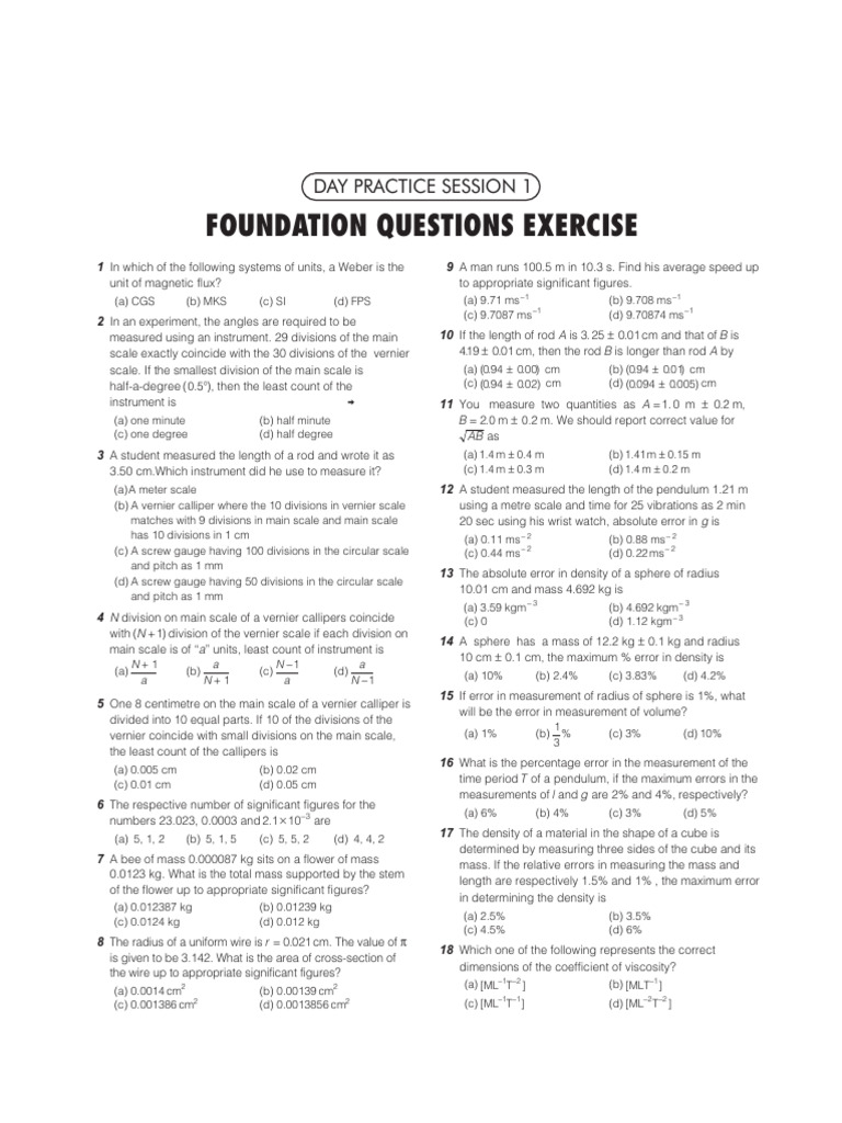 Units and Measuremens Ex-1 | PDF | Significant Figures | Force
