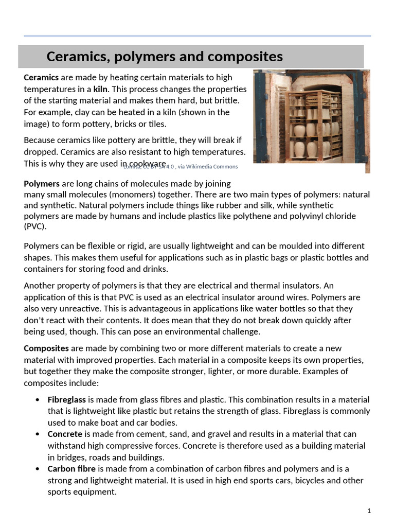 Ceramics Polymers and Composites | PDF | Polymers | Composite Material