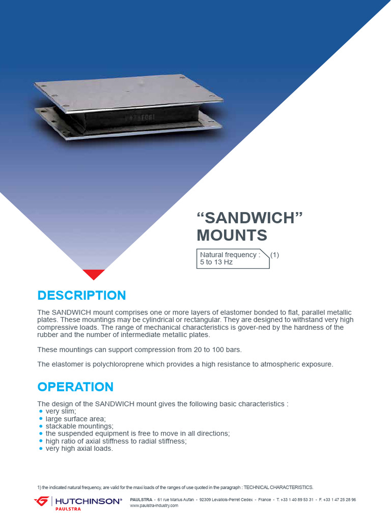 SANDWICH Mounts Datasheet | PDF | Mechanical Engineering